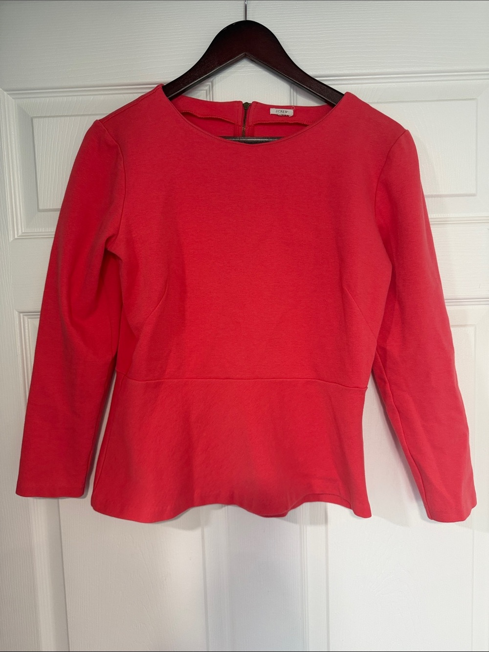 J Crew  Women's coral/pink Long-Sleeve Top (zipper back)